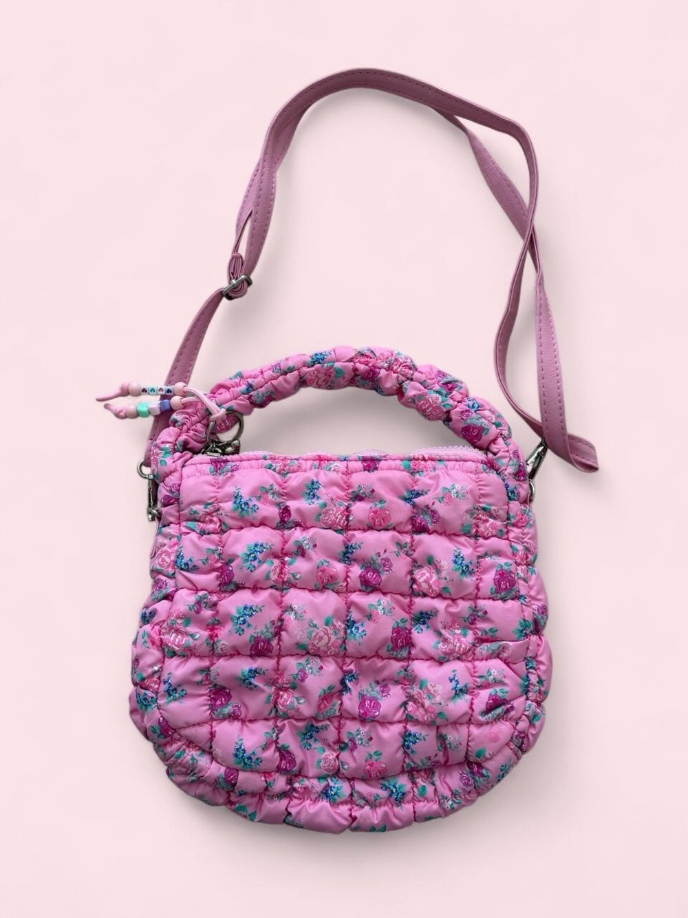OMG Accessories Floral Quilted Scrunchie Bag